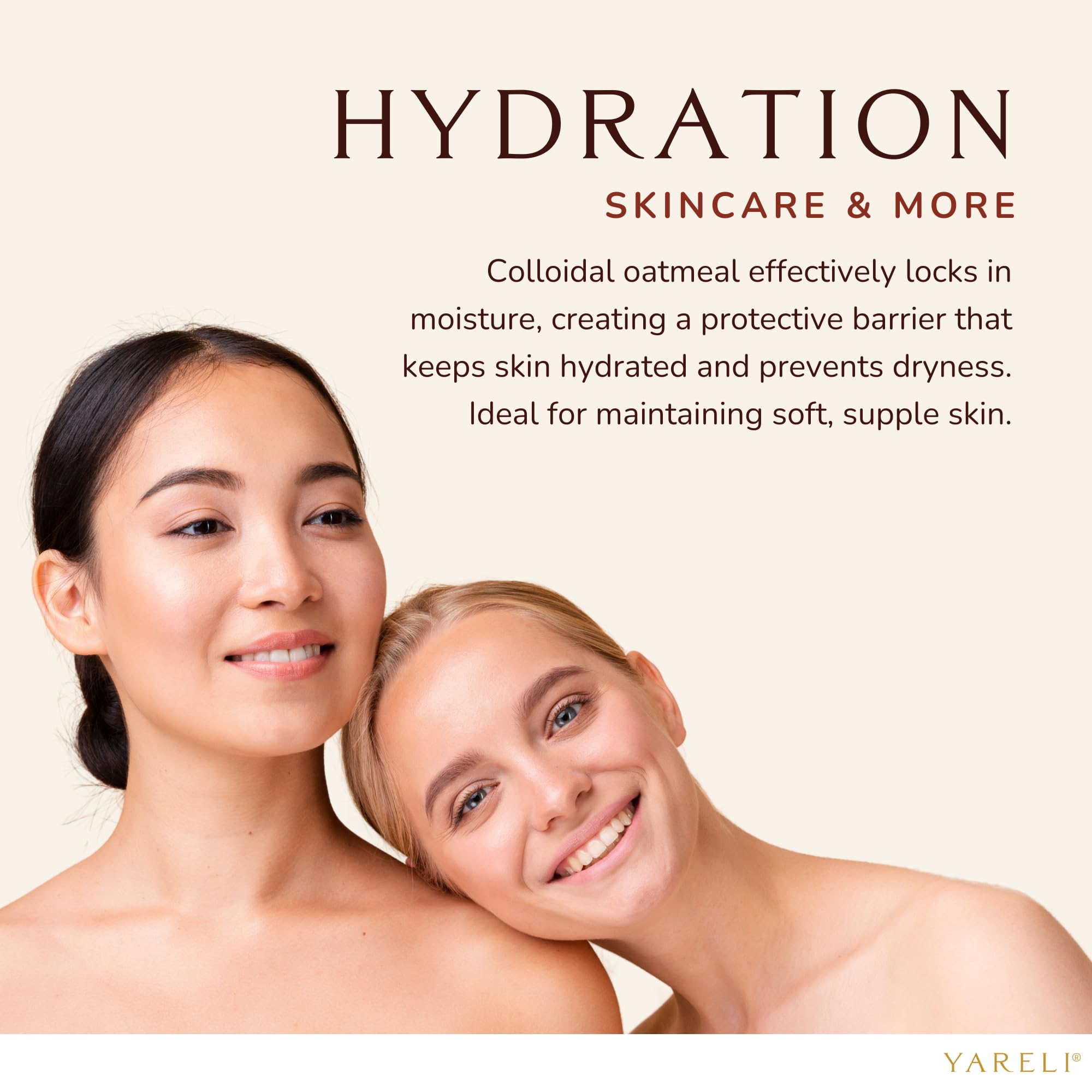 YARELI Colloidal Oatmeal, 2lb (32oz), Bath Powder for Relief of Dry Itchy Skin Due to Eczema and Psoriasis, for Adults, Baby and Kids