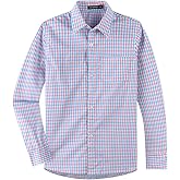 Spring&Gege Boys' Long Sleeve Plaid Poplin Button Down Shirt