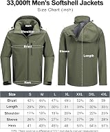 33,000ft Men’s Softshell Waterproof Jacket Olive Green 3XL Fleece Lining view 6