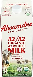 Alexandre Eco Dairy Organic A2/A2 Whole Milk, 1.8 qt