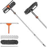 Chabatree Window Squeegee Cleaner Set 2-in-1 with Extendable Pole, Window Cleaning kit with Bendable Head for Glass for Car I