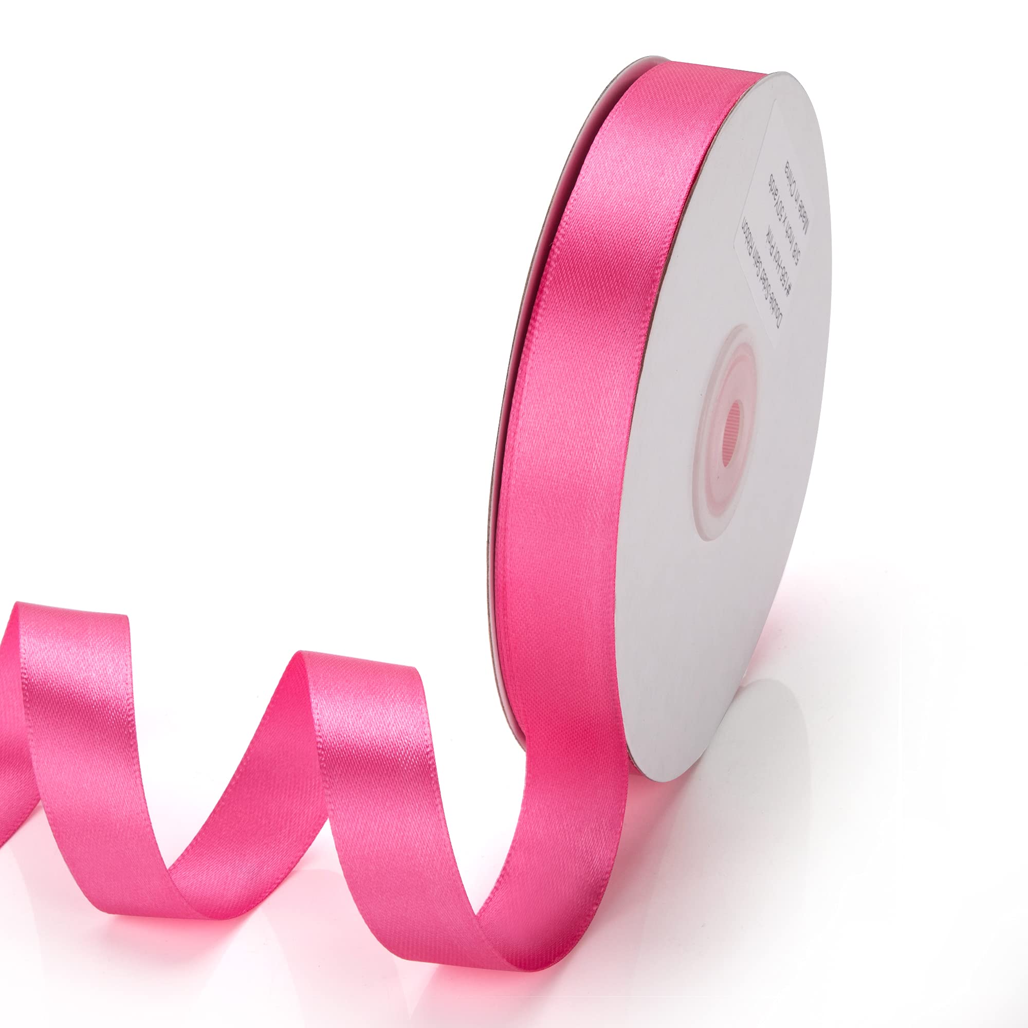 IHKFILAN Satin Ribbon in Pink (16 mm x 45.72 m) Matt Shiny Gift Ribbon for Decorating & Crafts, Weddings, Christenings