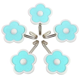 Hokipo Flower Design Self Adhesive Hooks, Load Capacity 1.5 Kg, 5 Piece Set, Color: Blue