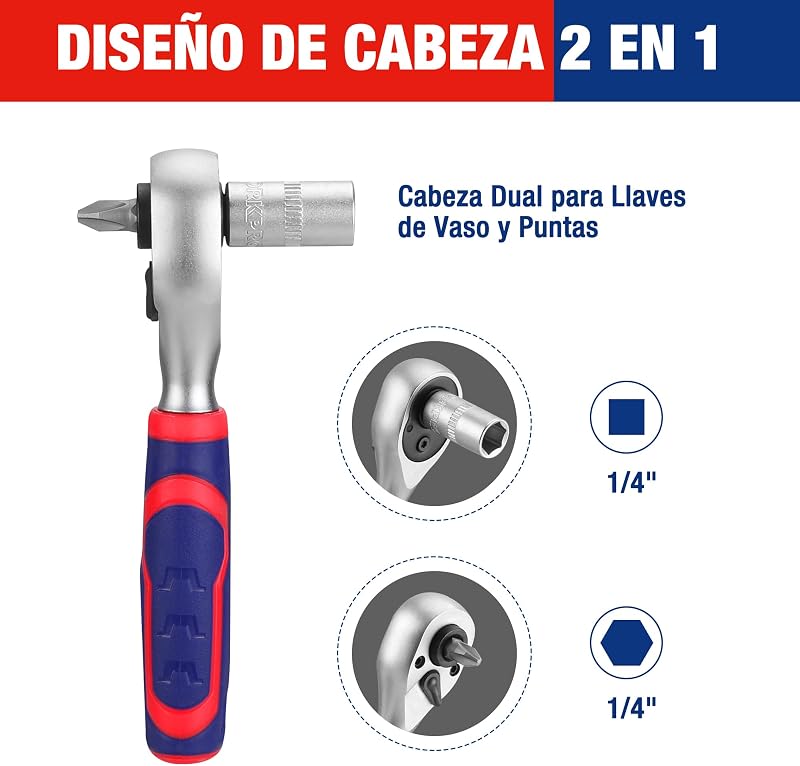Conjunto de chave de soquete de 34 peças com catraca de 1/4"