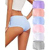 ALL OF ME Cotton Underwear for Women Boyshort Panties Full Coverage Boxer Briefs Stretch Boy Short Undies 6 Pack