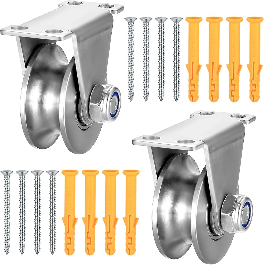 Hmkesoteric 2x 32mm U Groove Pulley Wheels Stainless Steel Ball Bearings Smooth