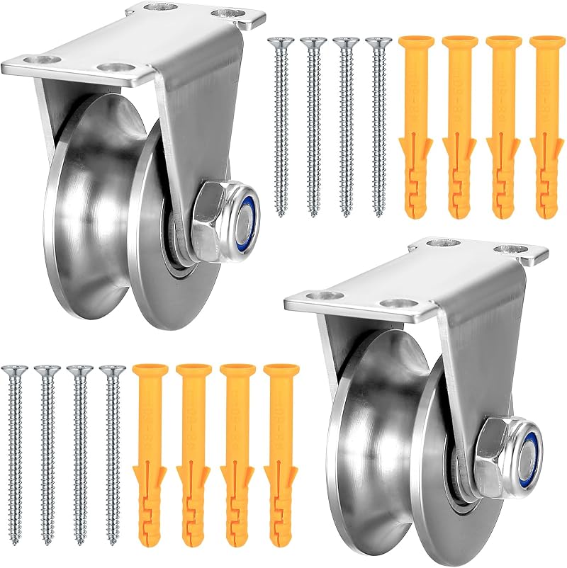 Hmkesoteric 2x 32mm U Groove Pulley Wheels Stainless Steel Ball Bearings Smooth