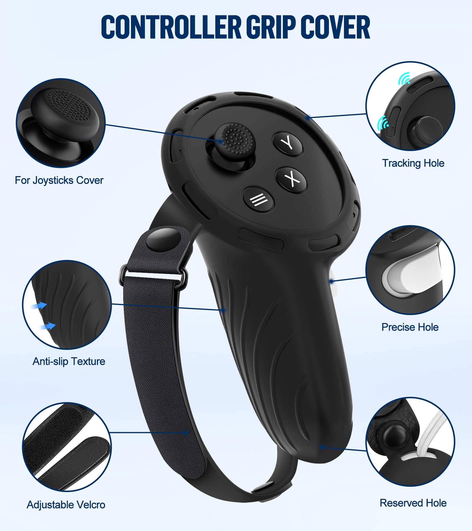 Silicone Cover Set Compatible with Meta/Oculus Quest 3 Accessories, Controller Grips, VR Shell Cover, Facial Interface Cover, Protective Lens Cover, Tempered Glass Lens Caps, Not Fit Quest 3S
