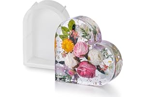 ISSEVE Large Resin Molds, Heart Silicone Molds for Resin Casting, Epoxy Resin Molds for Flower Preservation, DIY Personalized Resin Crafts with Bouquet, Home Decor, Wedding Gift