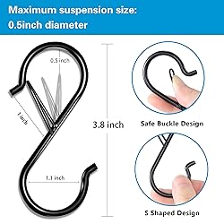 FSAH 35 Pcs S Hooks for Hanging Safety Buckle, 3.5