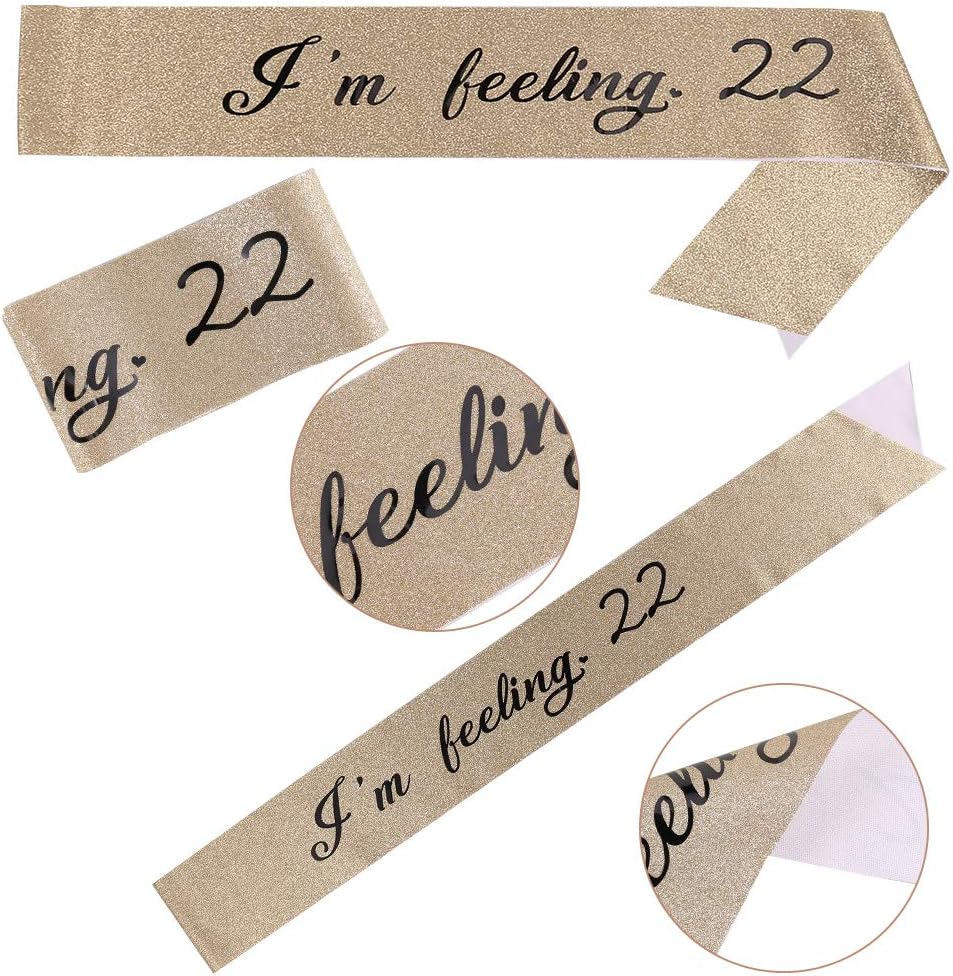ruggito "Im Feeling 22" Sash & Rhinestone Tiara Set,22th Birthday Gifts Birthday Sash for Women Fun Party Favors Birthday Party Supplies - Image 5