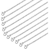 10 PCS Necklace Chains, Stainless Steel Cable Chain Necklace Silver Plated Bulk Necklaces Extender for Jewelry Making DIY Supplies, 17.7 Inches (10)
