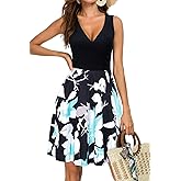 GUBERRY Womens Wrap V Neck Sleeveless Sundress Summer Flare Tank Dress with Pockets …