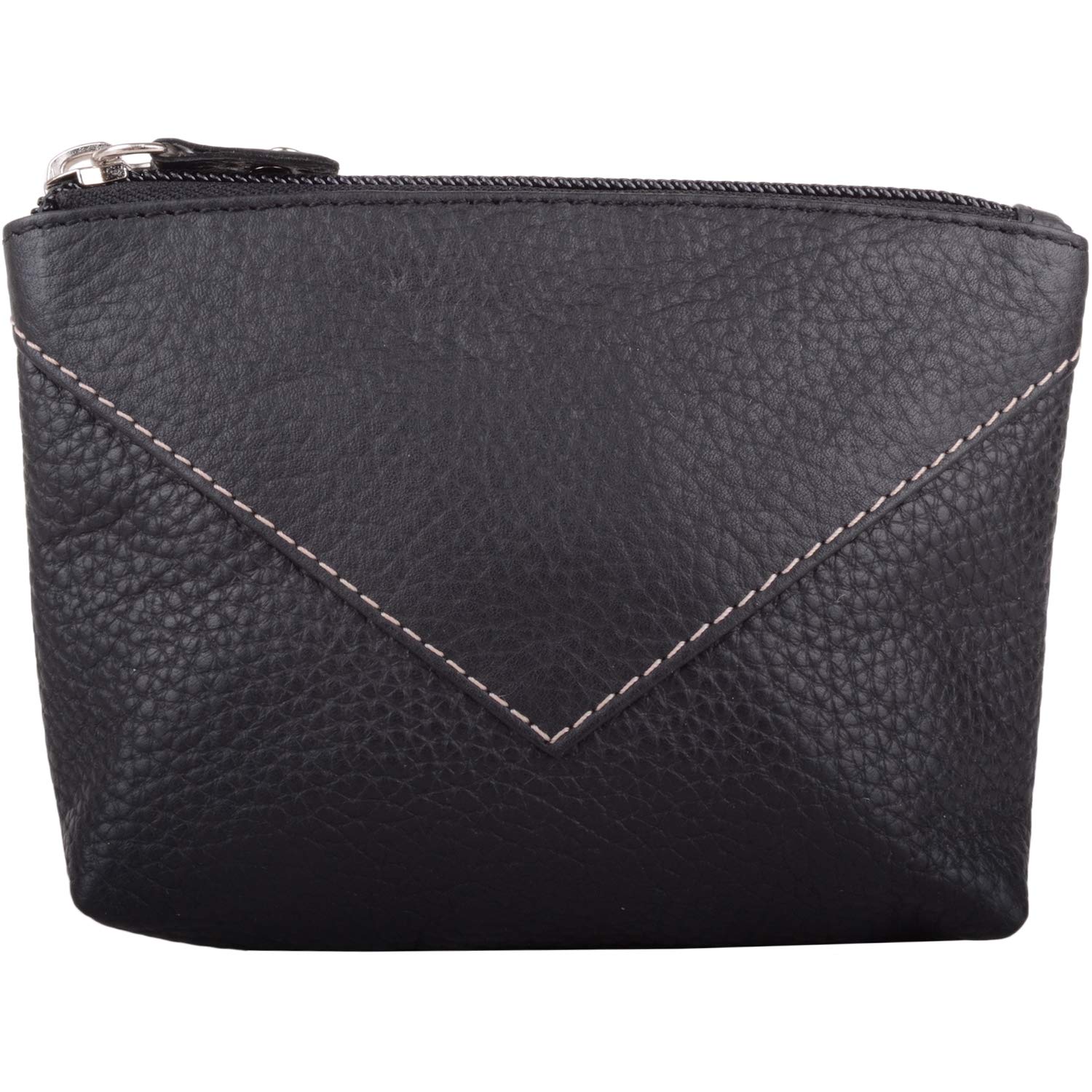 Valita Womens Soft Leather Small Cosmetic/Make Up/Coin Purse/Case - Black