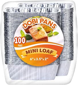 100 Pack 1Lb Mini Loaf Pans - Heavy Duty Disposable Aluminum Foil Bread Tins Eco Friendly Sturdy Neat Food Storage Super Value Quality Heat Conduction
