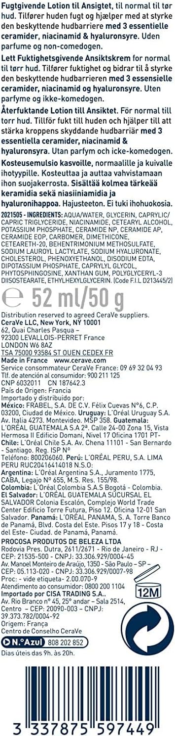 CeraVe PM Facial Moisturising Lotion, face moisturiser for all skin types normal and dry skin, contains Niacinamide - Image 4