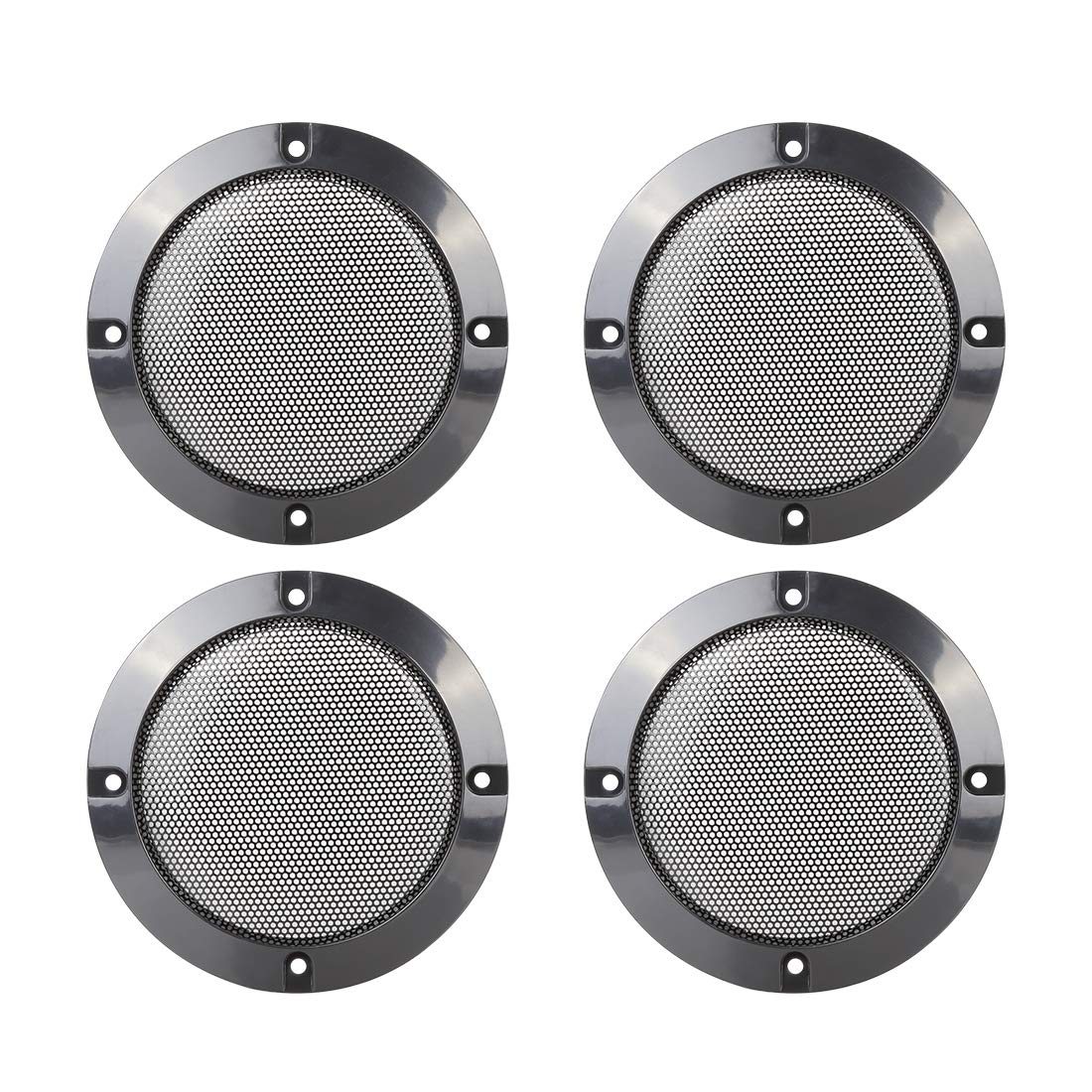 X AUTOHAUX 4pcs 4" Car Metal Glossy Audio Speaker Cover Mesh Grill Horn Guard