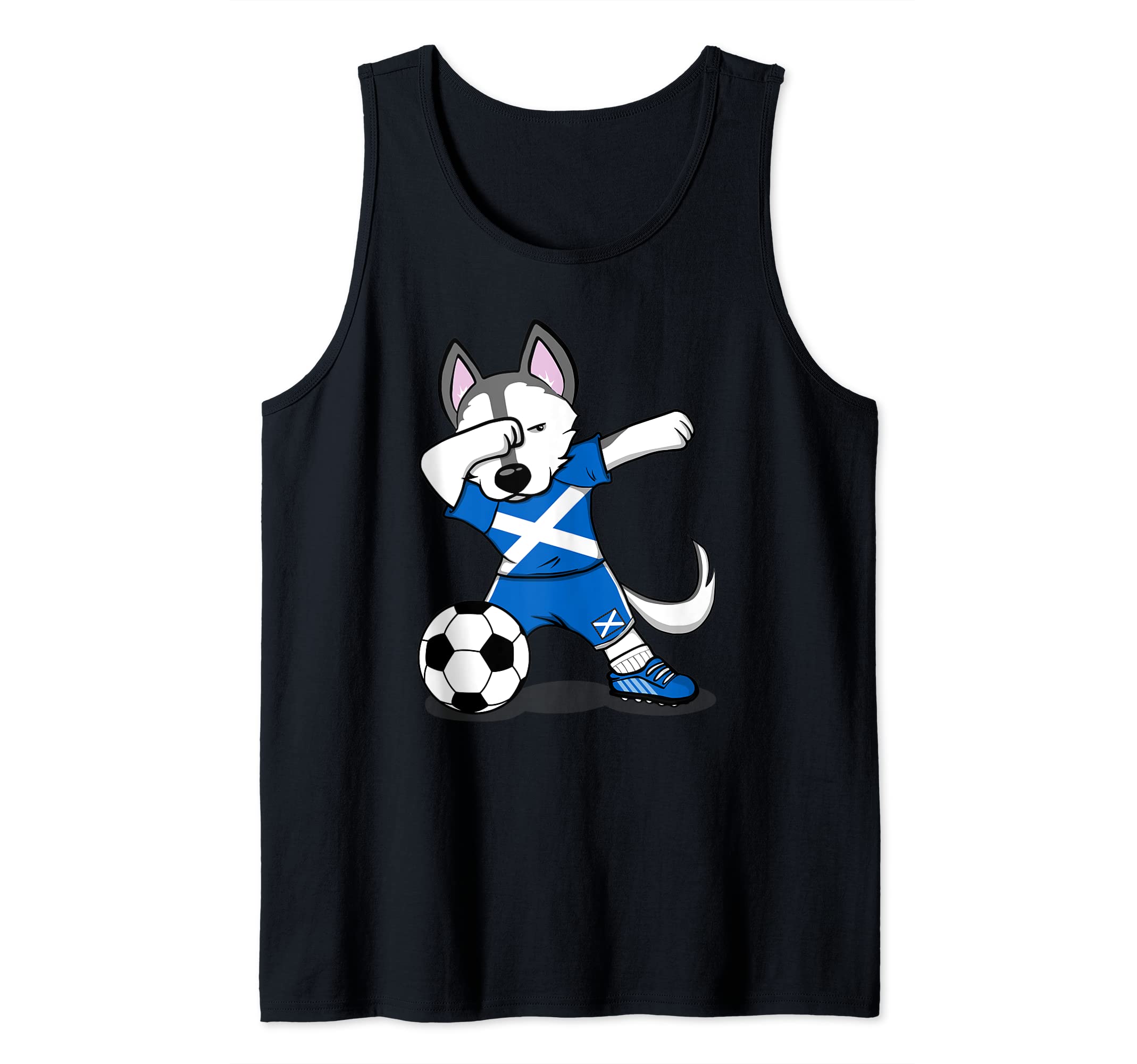 Dabbing Husky Scotland Soccer Fans Jersey Scottish Football Tank Top