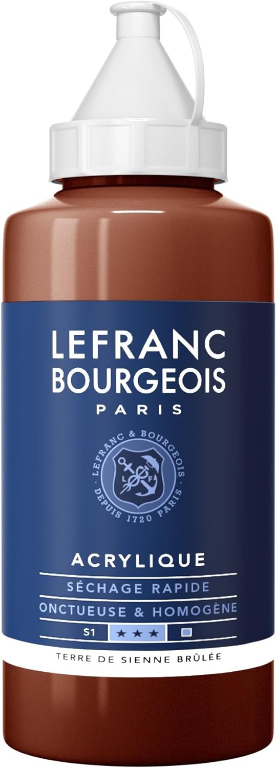 Lefranc and Bourgeois Fine Highly pigmented Acrylic Ink - Good Coverage Cream Homogeneous Texture, Umbra Gebrannt, 750ml Tube