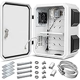 Outdoor Electrical Box with Thermostat and Fan, Cold-Rolled Steel Plate, Aluminum Alloy Back Beam, One-Piece Ventilation Design, IP65 Waterproof, Wall/Pole Mounted. (15.7" x 11.8" x 7.9")