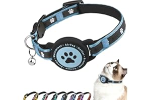 Zowpet Airtag Cat Collar Breakaway, Holder Compatible with Apple Air Tag (Blue)