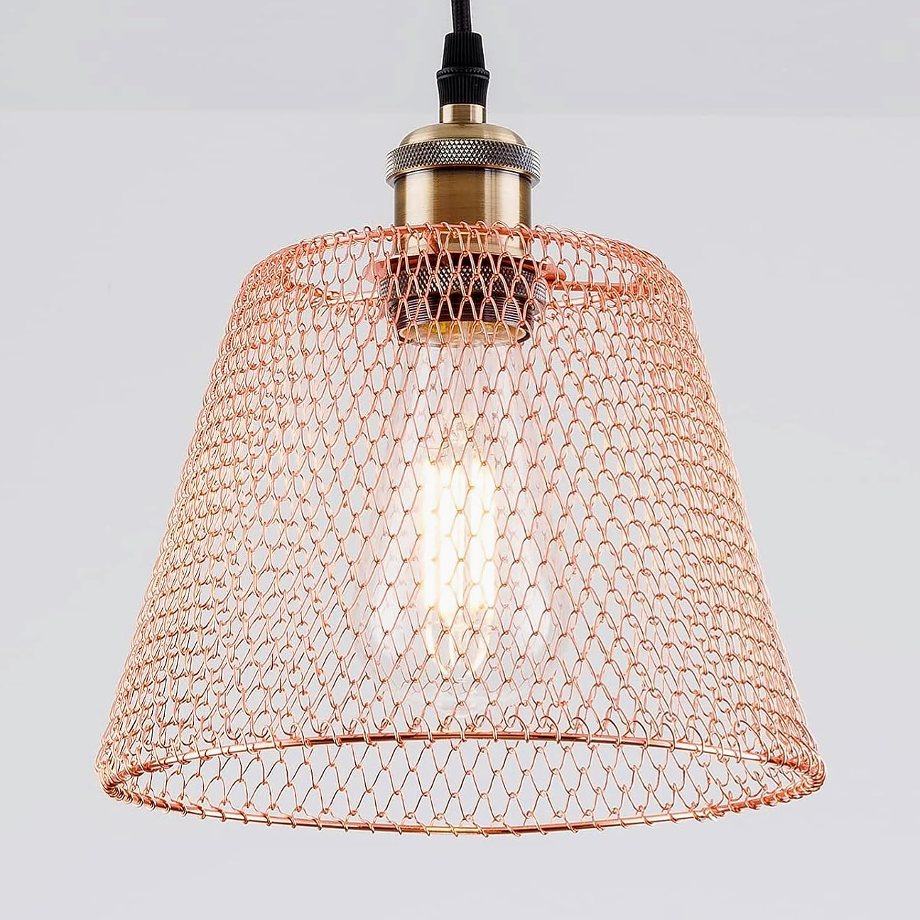 HARPER LIVING Metal Lampshade, Ceiling Light Shade Steampunk Light Shade Easy Fit, Compact Ceiling Lamp Cage Vintage Lampshades for Bedroom Ceiling Lights, Pendant (Copper)