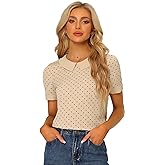 Allegra K Women's Peter Pan Collar Shirt Vintage 1950s Polka Dots Blouse