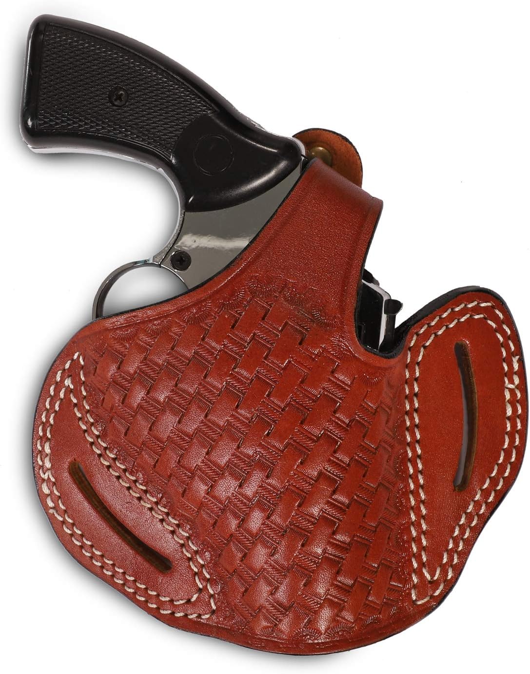 Pusat Holster Rossi 38 Special Series Model 68-88-335-351-687 Select Gun Model Leather Basketweave OWB 2 Barrel Holster Handcrafted Color Black-Brown R/H