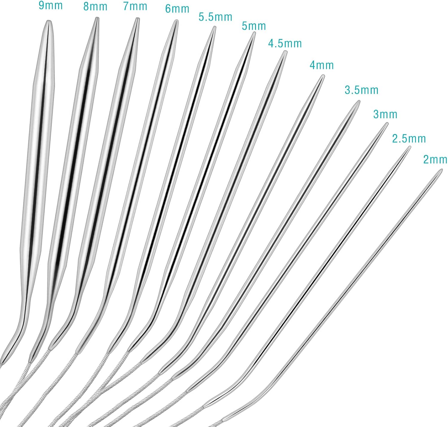 Hysagtek 51 Pcs Knitting Needles Set, 12 Sizes 2.0mm - Image 3