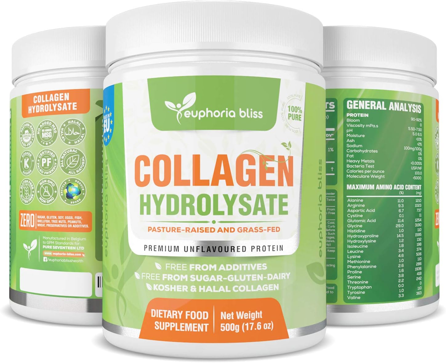 Premium Collagen Powder 500g Unflavoured High Grade Hydrolysed Collagen Joints, Bones, Gut, Wrinkles, Hair, Skin, Nails, Pain