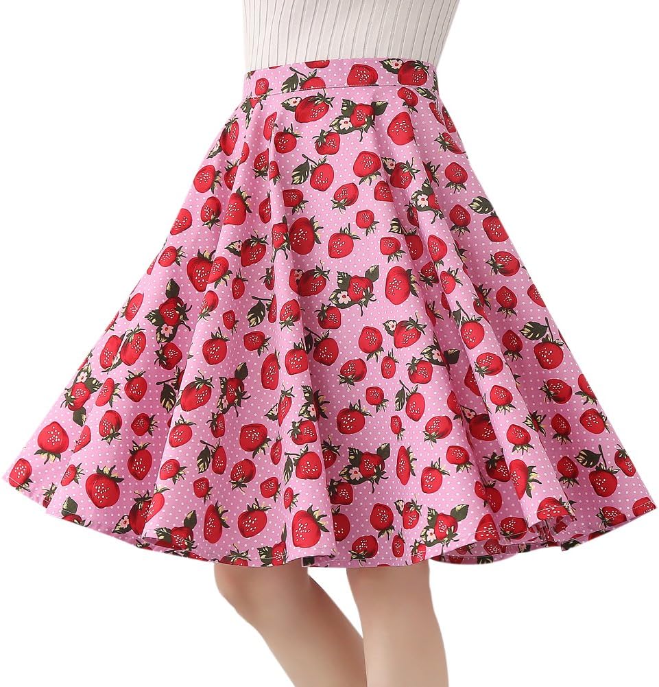 Women's Polka Dot Floral 50s Retro Cocktail Skirt