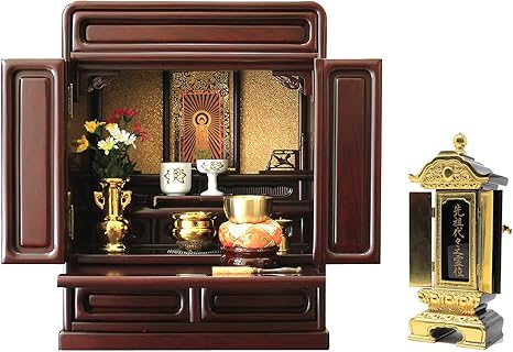 Amazon 松山神仏具店 ミニ仏壇 上置コンパクト仏壇16号 高49 5cmx幅39cm 繰り出し位牌 仏具一式セット 浄土真宗東 大谷派 仏壇 オンライン通販