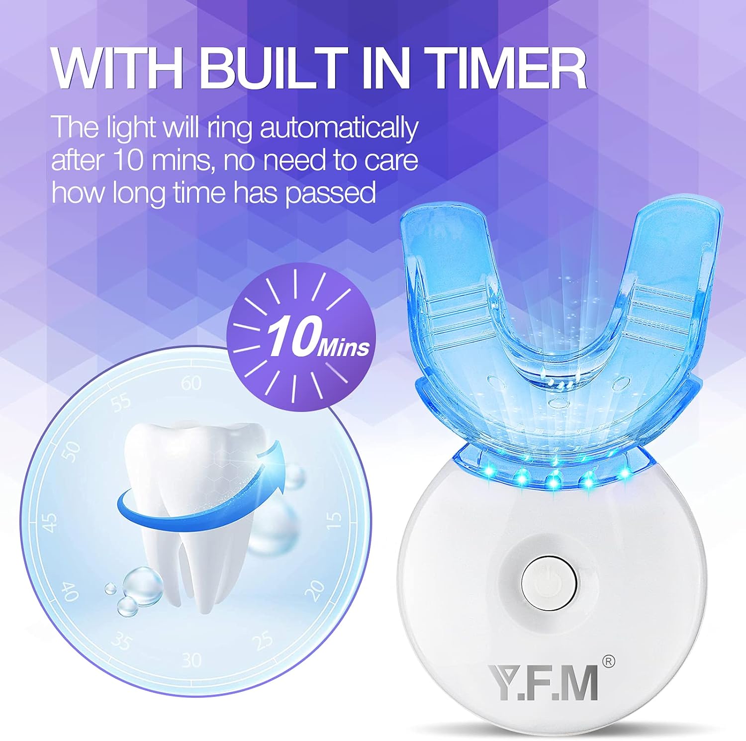 Teeth Whitening Kit, Y.F.M Professional Home Whitening Teeth Kit, 11pcs Teeth Whitening Gel, 2pcs Soothing Gel, 5X LED Light Tooth Whitener, 10 Min Non-Sensitive Fast Teeth Whitener: Health & Personal Care