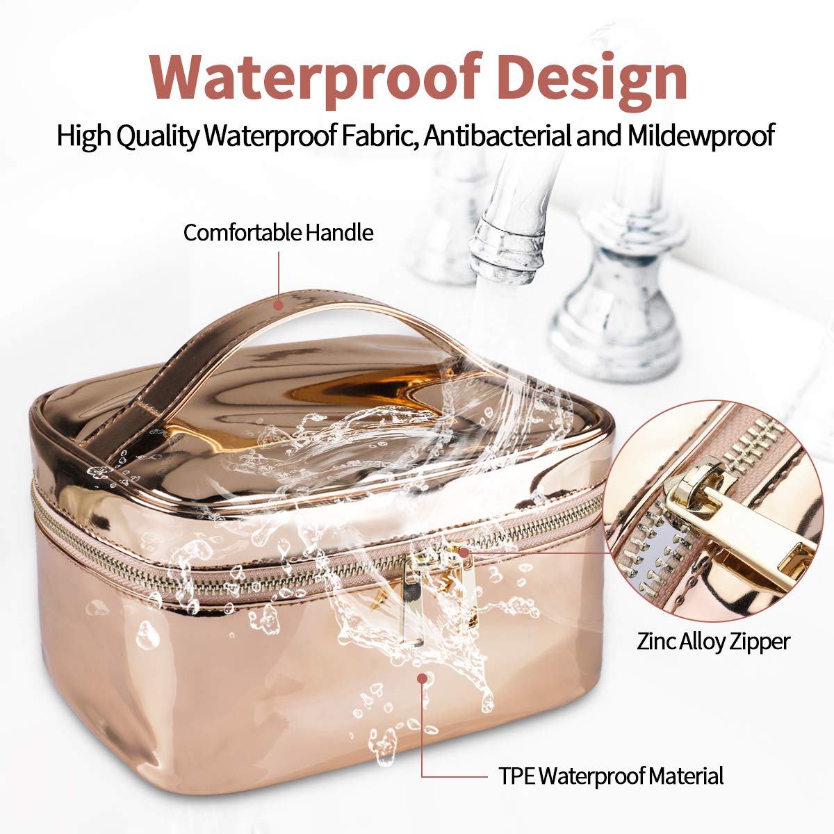 Makeup Bags for Women, Morpilot Portable Travel Cosmetic Bags Organizer with Compartments- Makeup Bag Toiletry Wash Bag Case with Sub-Bottle