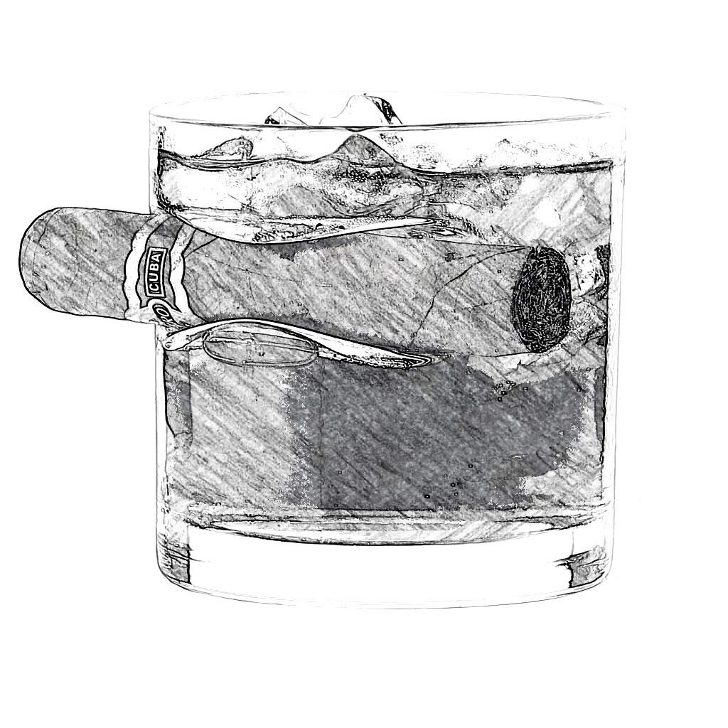 whiskey Cigar Glass - Old Fashioned Whiskey Glass With Indented REST Cigar Rest cigar Companion glass