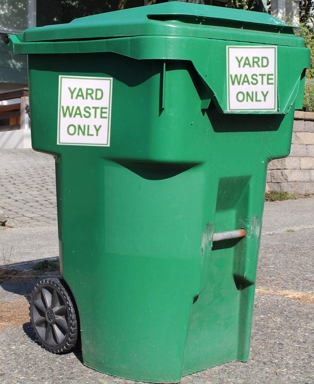 ZAEO Yard Waste Only Decal - Sticker for Trash Cans, Garbage Cans and Containers - 8 Inches x 6 Inches (Green, 4): Home & Kitchen