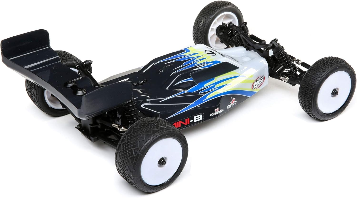 Losi RC Car 1/16 Mini-B Brushed RTR (Ready-to-Run, no Additional Items Needed) 2WD Buggy, Black/White, LOS01016T2: Toys & Games