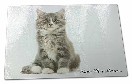 Silver Tabby Cat Love You Mum Extra Large Toughened Glass