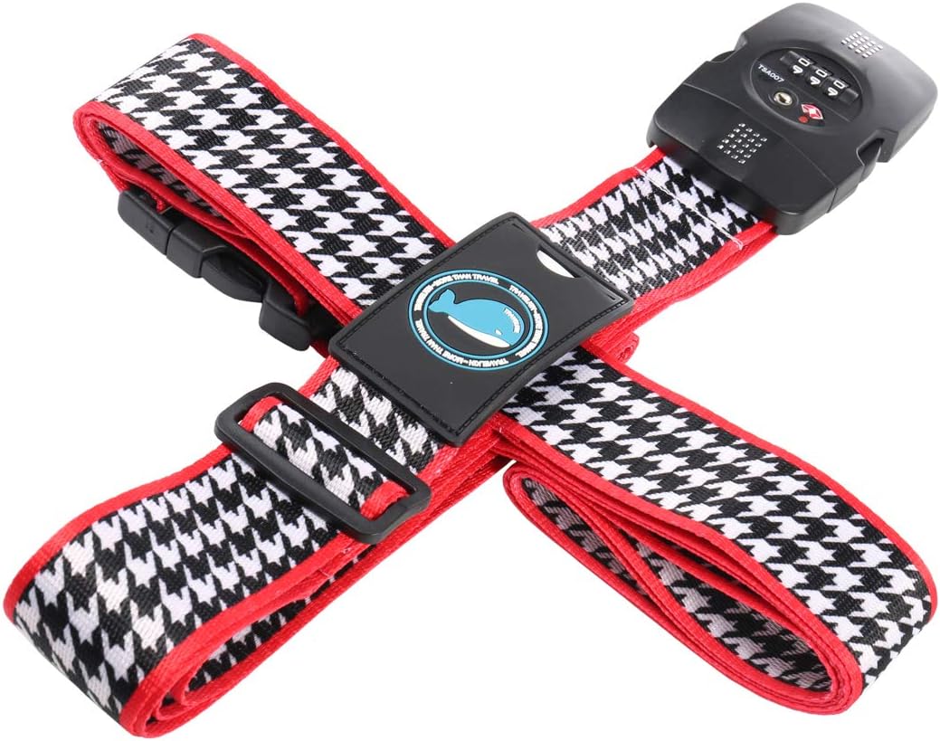HIMREYLD TSA Luggage Strap with 3-Digital Lock Adjustable for Travel Suitcase 20 to 32 Inch, Cross 230 and 200 CM Long - Stripes - Image 3