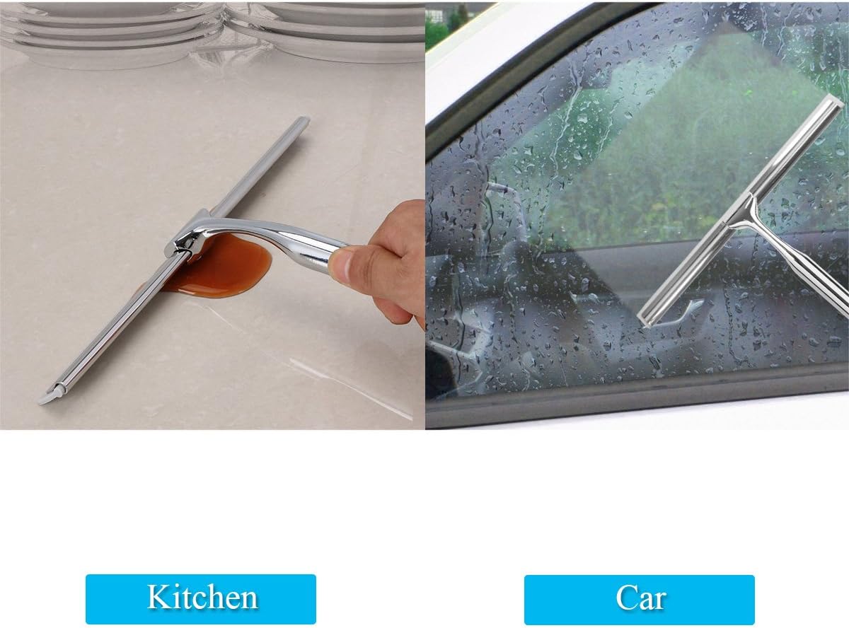 Livememory Shower Squeegees, Stainless Steel Window Glass Squeegee with