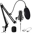Aokeo Obsidian AK-60 Professional Condenser Microphone & AK-35 Suspension Boom Scissor Arm Stand with Built-in XLR Cable and Mounting Clamp (AK-60 Set)