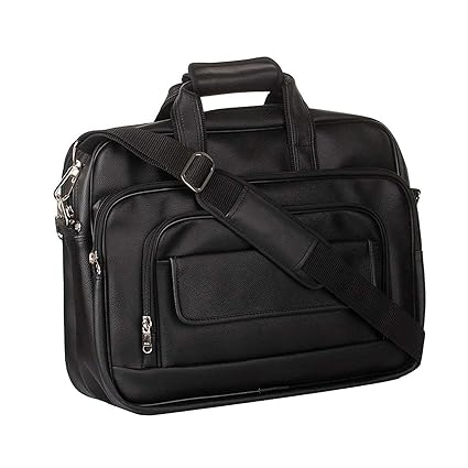 FOBHIYA 15.6 Full Expandable Executive Office File & Laptop Bag in Leatherette (Black Color)