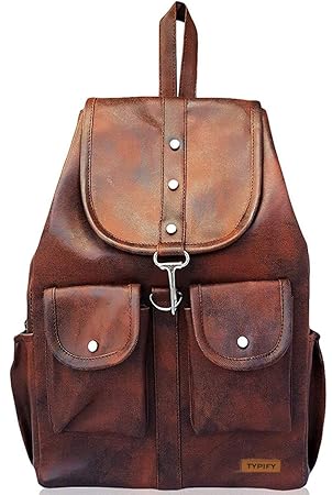 TYPIFY Artificial Leather Casual School College Travel Backpack (Tan)