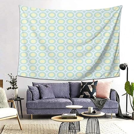 Amazon Co Jp Rosecny タペストリー インテリア 壁掛け レトロサークルインナードット60年代70年代風の水平アートワーク 壁飾り 家 リビングルーム ベッドルーム 部屋 おしゃれ飾り 0ｘ150cm Generic