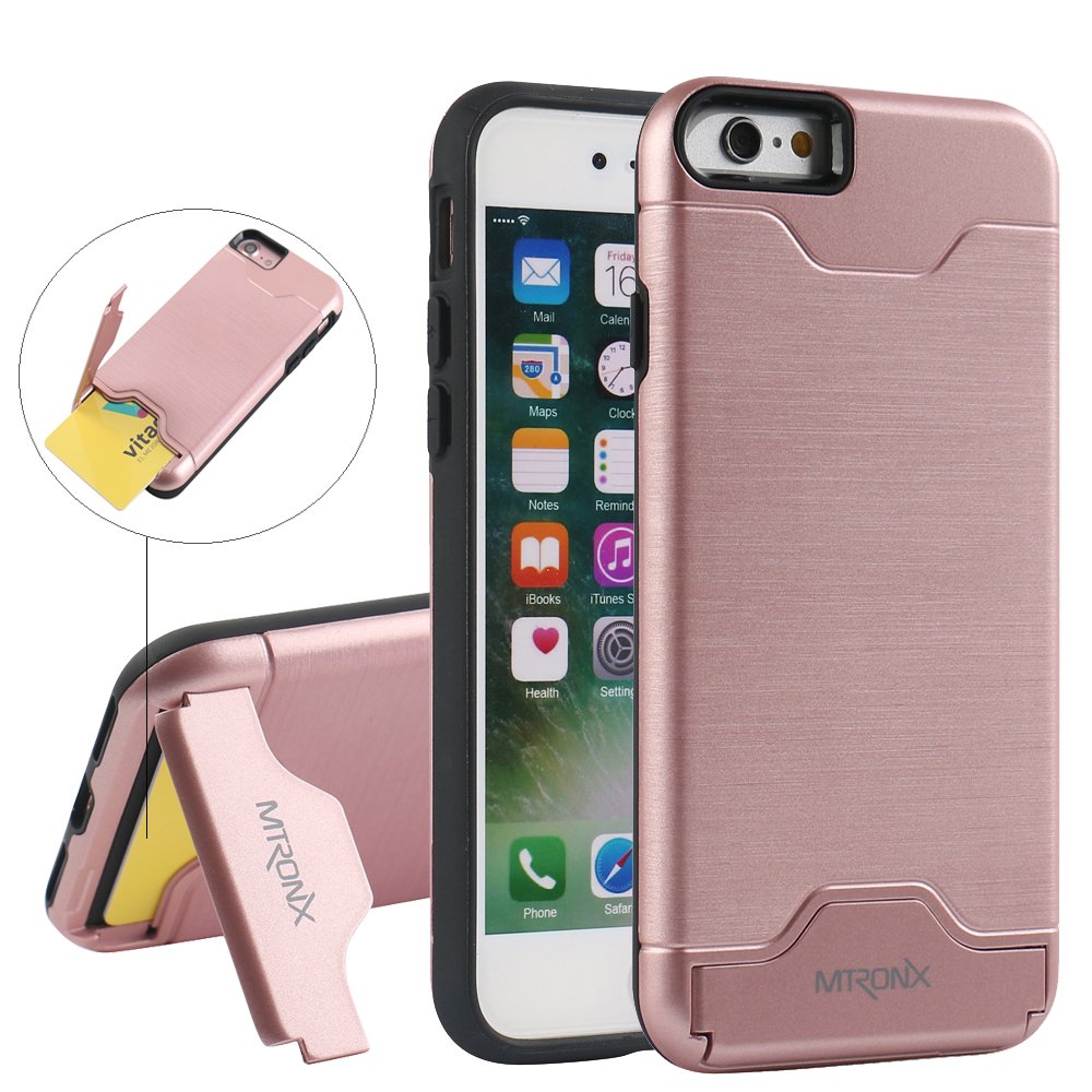 Funda iPhone s Funda iPhone MTRONX Cover Carcasa Caso Ranura Tarjetas Soporte