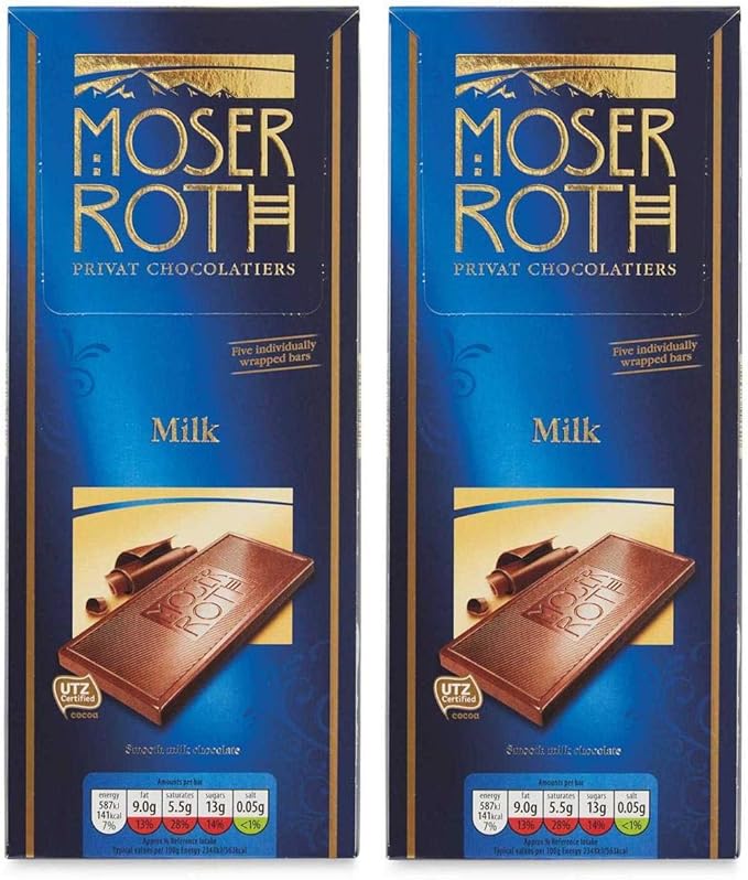 Moser Roth Milk Chocolate Bar 125g x 2 10 Individually Wrapped Bars
