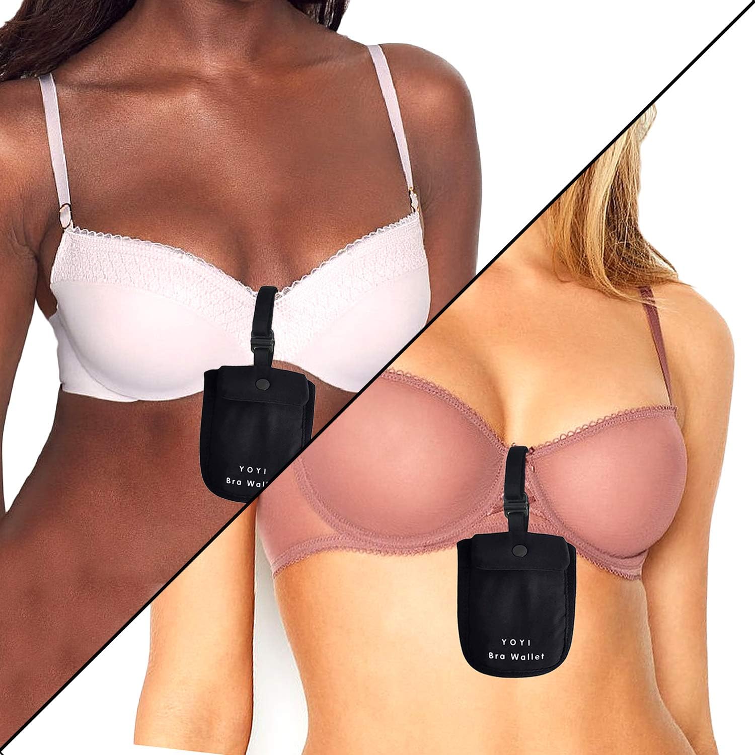  | YOYI RFID Undercover Bra Wallet, Hidden Travel Pouch, Secret Stash Pocket - Credit Cards & Money & Valuables with Adjustable, Elastic Strap Suitable for All Bra Sizes | Travel Wallets