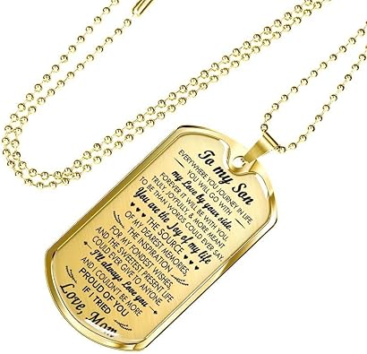 mom to son dog tag necklace