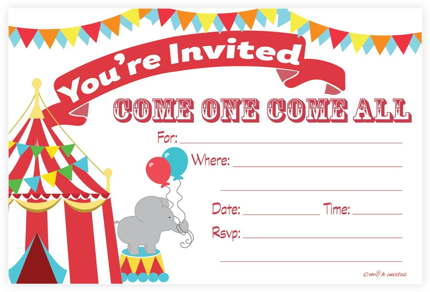 Amazon Com Carnival Circus Invitations Birthday Party Or Baby