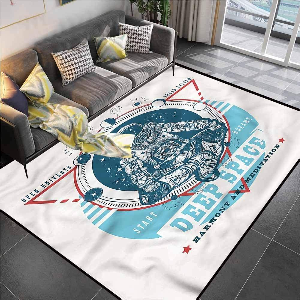 Area Rugs Print Large Carpet Moon Phases, Astronaut